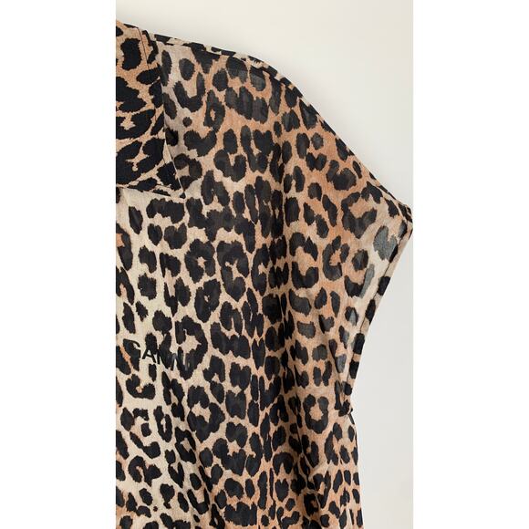Ganni Organic Cotton Leopard Beach Kaftan Dress Womens XXS/XS Swim Cover Up New - Picture 7 of 12
